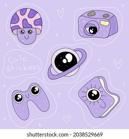 Hand drawn vector cute stickers 