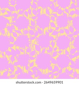 Hand drawn vector dahlia flower seamless pattern in pink and yellow color. Garden plant background.