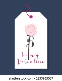 Hand drawn vector Valentine’s Day gift tag. Love and romance tag isolated on dark background. Romantic label for decorative design. Template for holidays and wedding designs.