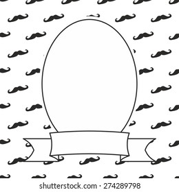 Hand drawn vector decorative frame on black and white mustache background