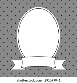 Hand drawn vector decorative frame on polka dots grey background
