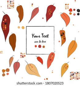 Hand drawn vector design with autumn red and brown leafs for a card or poster
