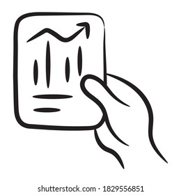 Hand drawn vector design business growth report icon