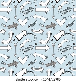 Hand drawn vector design elements.seamless pattern with arrows