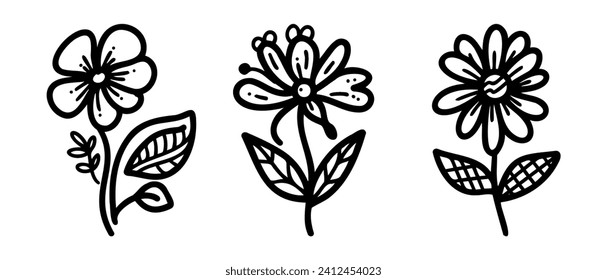 Hand drawn vector design floral elements