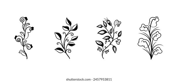 Hand drawn vector design floral elements