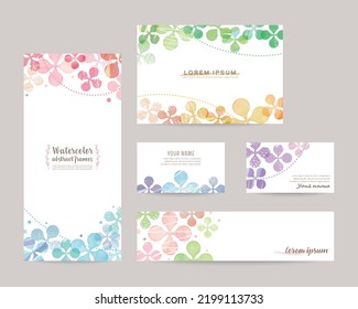 Hand drawn vector design templates; leaflet cover, card, business cards, banner (leaves)