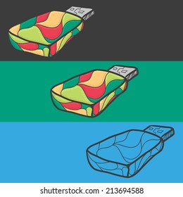 Hand drawn vector detailed illustration of usb flash for your design