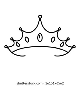 Hand drawn vector diadem icon. Graphic sketch illustration. Princess crown.