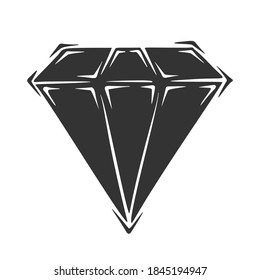 Vector de diamante dibujado a mano, aislado en fondo blanco.