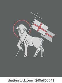 Hand drawn vector digital illustration or drawing of a christian symbol of Jesus Christ as the lamb of God