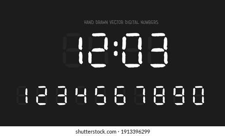 Hand Drawn Vector Digital Numbers Set