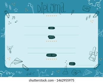 Hand drawn vector diploma template.
