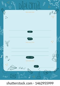 Hand drawn vector diploma template.