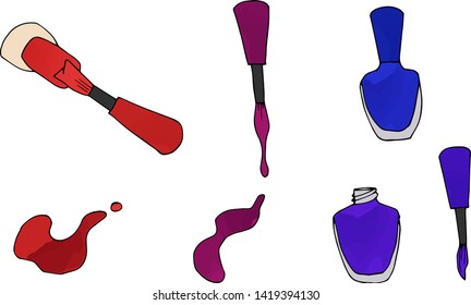 Hand drawn vector dishes cartoon pattern. Kitchen flat collection of the tableware.