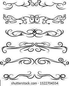 Hand drawn vector dividers. Decorative swirls lines, borders and curl set. Design elements 3