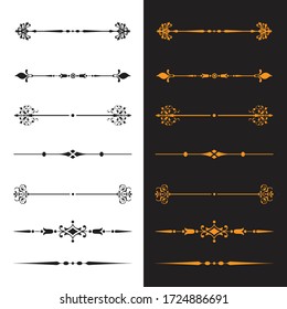 Hand drawn vector dividers. Decorative swirls lines, borders and curl set. Design elements.