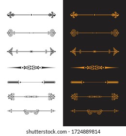 Hand drawn vector dividers. Decorative swirls lines, flourished borders and curl set.