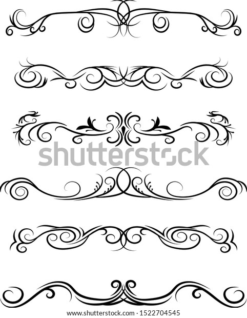 Hand Drawn Vector Dividers Decorative Swirls Stock Vector (Royalty Free ...