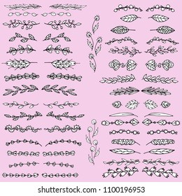 Hand drawn vector dividers. Doodle vector design elements 