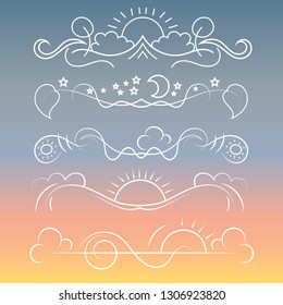 Hand drawn vector dividers. Lines, borders and laurels set. Doodle design elements.