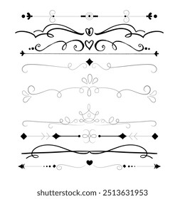 Séparateurs d'Images vectorielles dessinés à la main. Des lignes, des bordures et des lauriers.