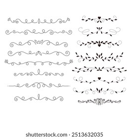 Séparateurs d'Images vectorielles dessinés à la main. Des lignes, des bordures et des lauriers.