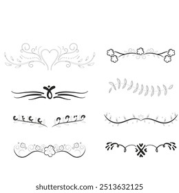 Séparateurs d'Images vectorielles dessinés à la main. Des lignes, des bordures et des lauriers.