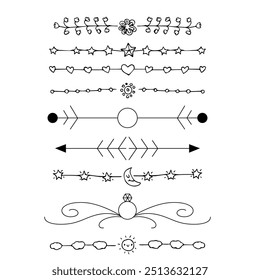 Séparateurs d'Images vectorielles dessinés à la main. Des lignes, des bordures et des lauriers.
