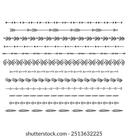 Hand drawn vector dividers. Lines, borders and laurels set.