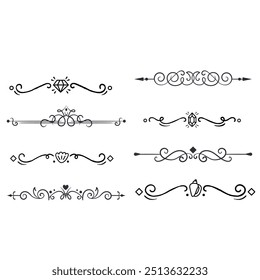 Séparateurs d'Images vectorielles dessinés à la main. Des lignes, des bordures et des lauriers.