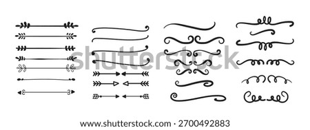 hand drawn vector dividers lines borders laurels set with illustration