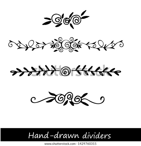 Hand drawn vector dividers. Lines,
borders and laurels set. Doodle design
elements.