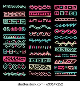 Hand drawn vector dividers. Set of borders for your blog posts decor. Decorative lines for restaurant menu design.