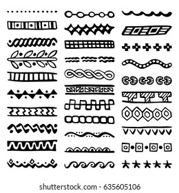 Hand drawn vector dividers. Set of borders for your blog posts decor. Decorative lines for restaurant menu design.