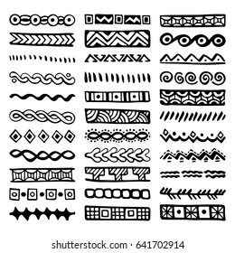 Hand drawn vector dividers. Set of borders for your blog posts decor. Decorative lines for restaurant menu design.