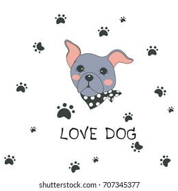 Hand drawn vector dog cute cartoon design, vector illustration.