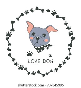 Hand drawn vector dog cute cartoon design, vector illustration.