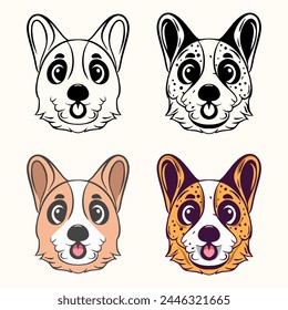 Hand drawn vector dog set