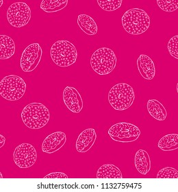 Hand Drawn Vector Donut Seamless Pattern.