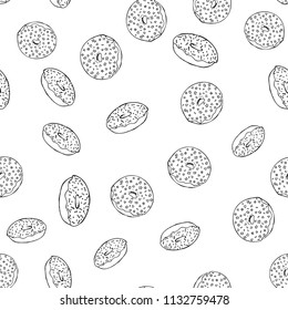 Hand Drawn Vector Donut Seamless Pattern.