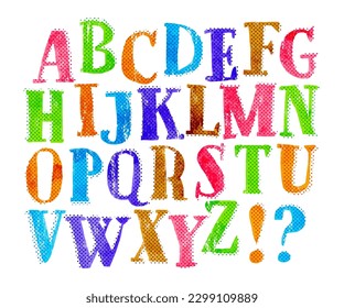 alfabetos de doodle de vector dibujados a mano, grunge texturado