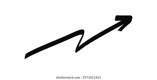 Hand drawn vector doodle arrow in a lightning shape isolated on a white