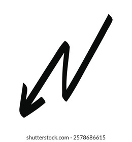 Hand drawn vector doodle arrow in a lightning shape isolated on a white
