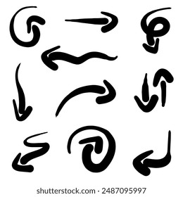 Hand drawn vector doodle arrows with many collections inside