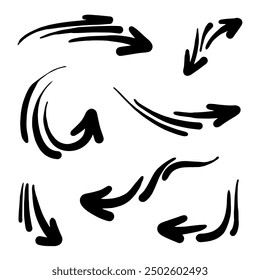 Hand drawn vector doodle arrows with many collections inside