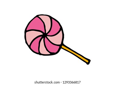 Hand drawn vector doodle cartoon sketch Lollipop on stick for design illustration