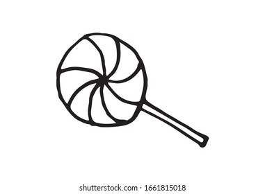 Hand drawn vector doodle cartoon sketch Lollipop on stick for design illustration