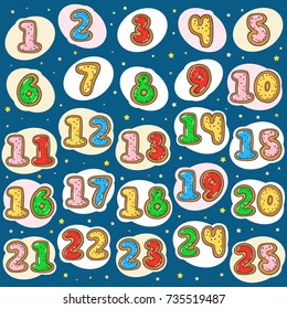 Hand drawn vector doodle christmas advent calendar