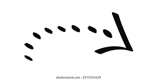 Hand drawn vector doodle dashed arrow isolated on a white